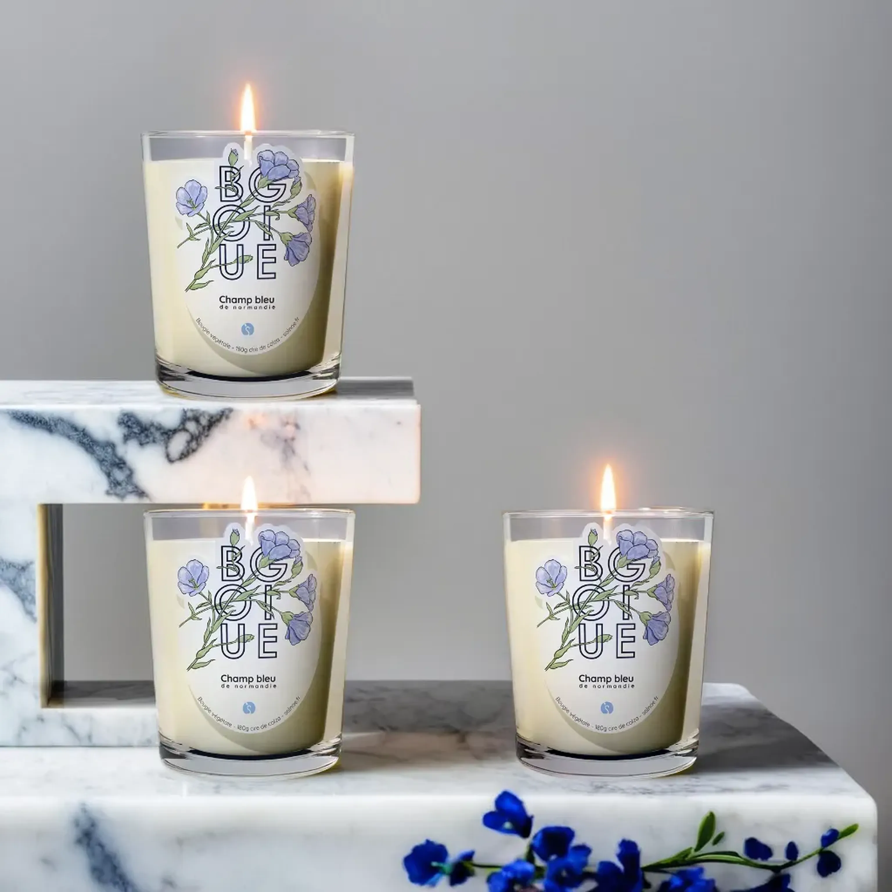 Collection intemporelle bougies vegetales parfumees champ bleu de normandie solnae