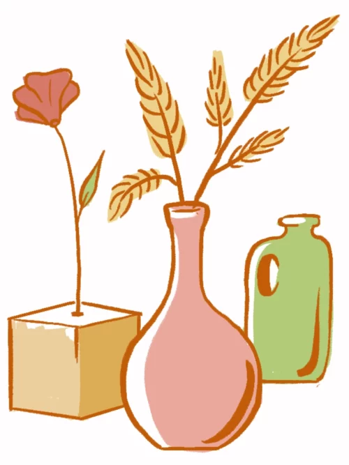 Vases fleurs séchées