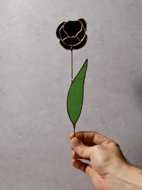 Vitrail Tulipe noire ouverte