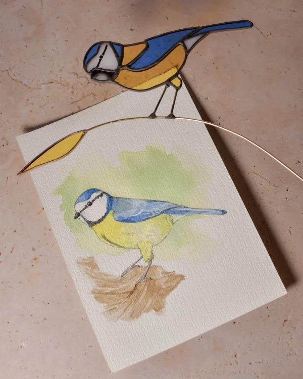 Vitrail Mésange bleue
