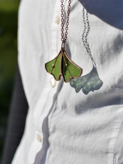 Vitrail Collier Ginkyo Nintai vert