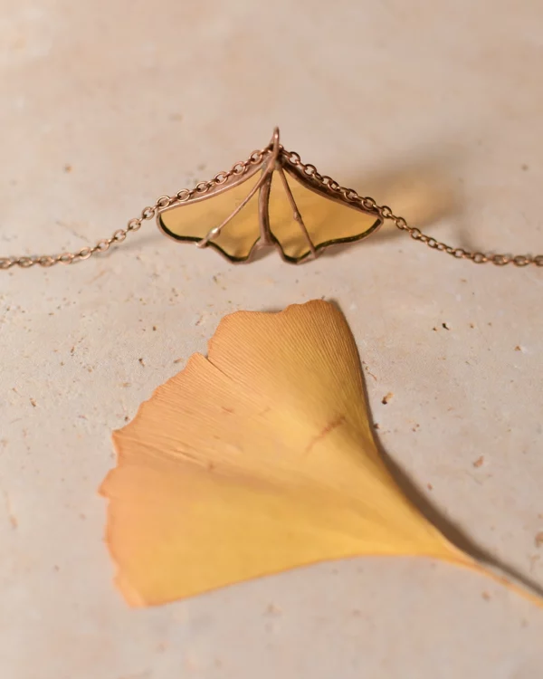 Ginkgo-nintai-collier-presentation-jaune Vitrail Collier Ginkyo Nintai jaune