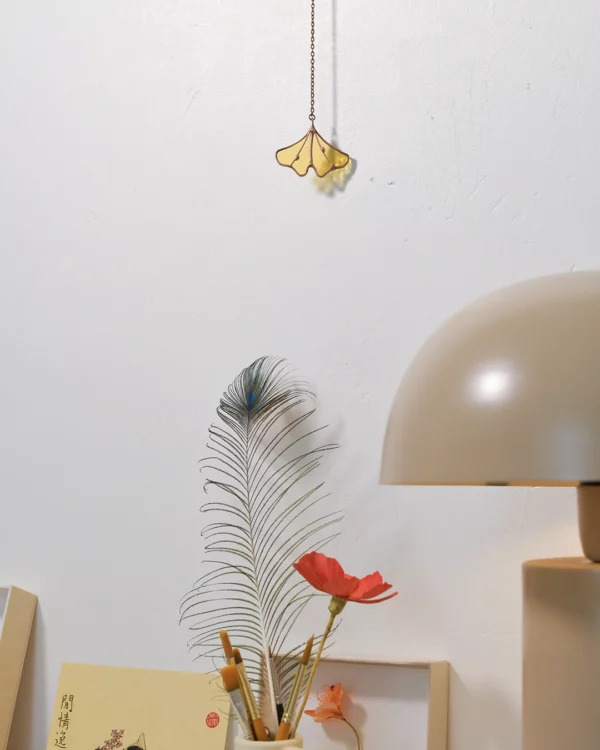 ginkgo-nintai-pendentif-ambiance-jaune Vitrail Pendentif Ginkyo Nintai jaune