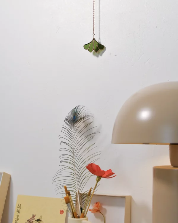 ginkgo-nintai-pendentif-ambiance-vert Vitrail Pendentif Ginkyo Nintai vert