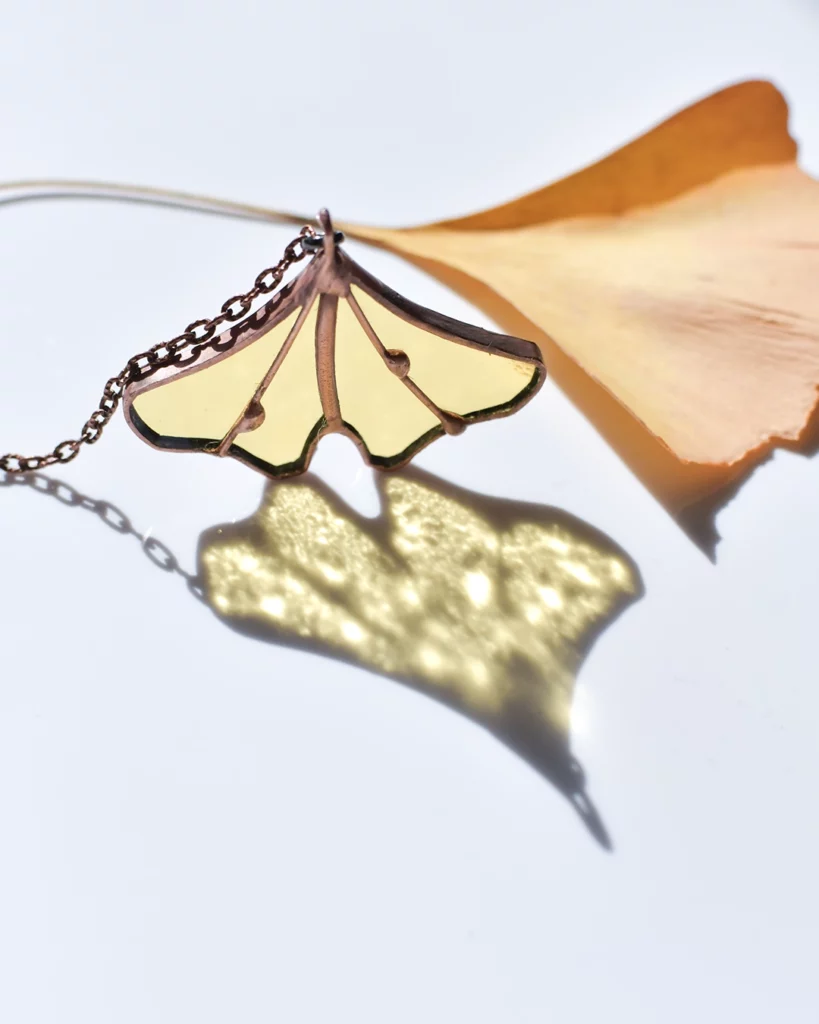 Vitrail Pendentif Ginkyo Nintai jaune